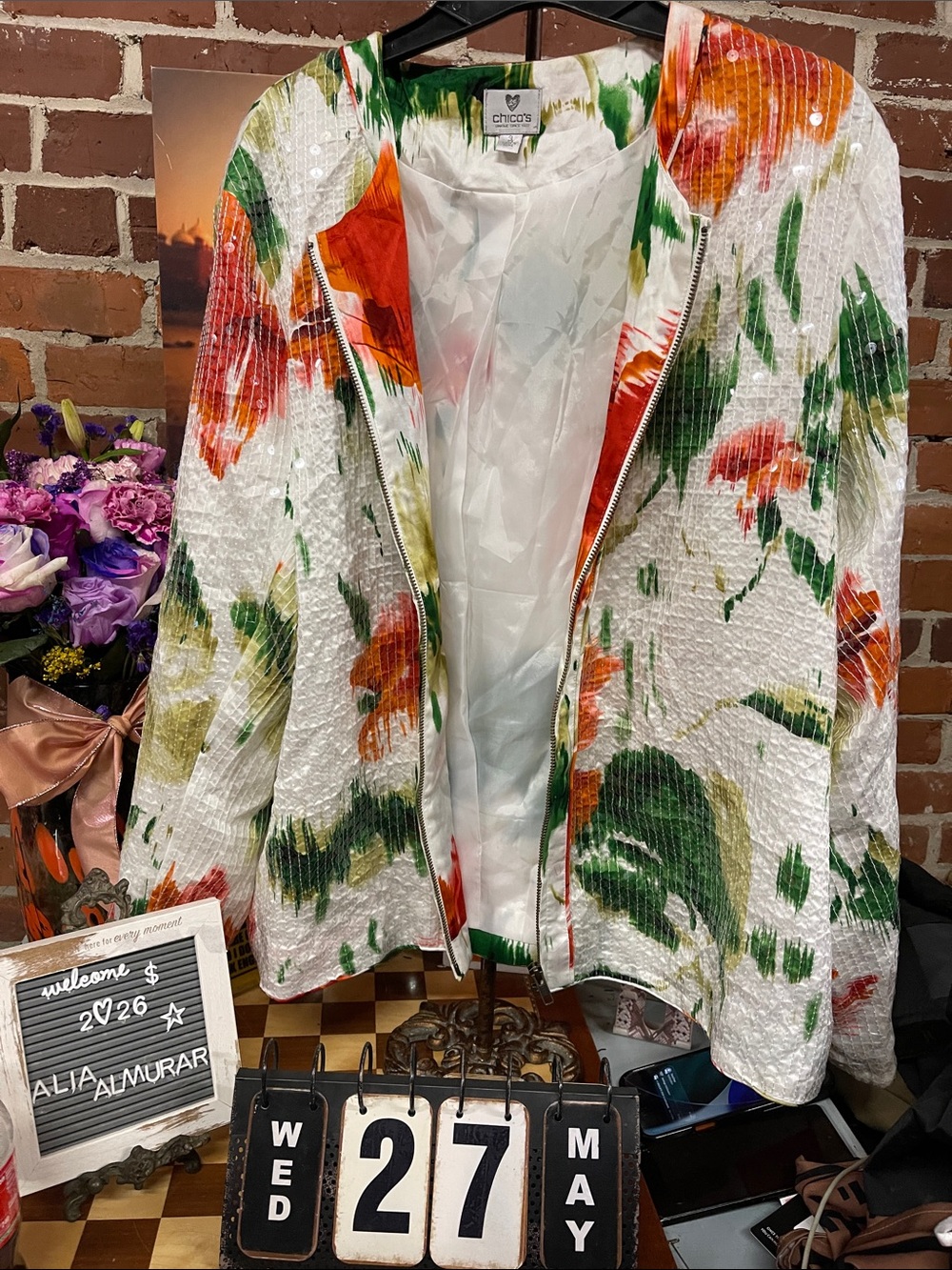 Floral sequence blazer